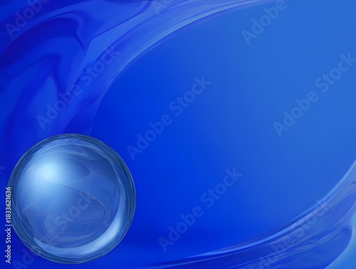 Blue light orb in abstract scene, top-right area left blank for message or text.