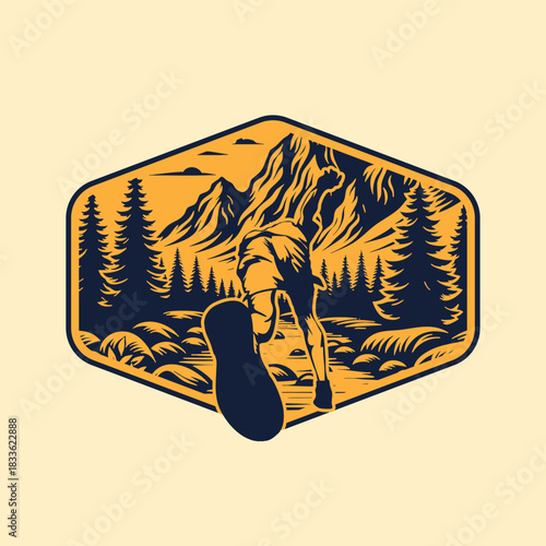 ultra trail running illustration image for logo vector