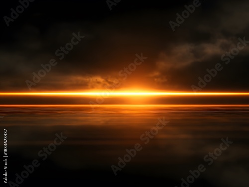 Bright orange beam across moody background, middle zone empty