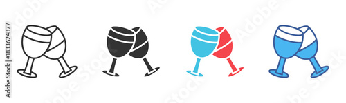 Champagne Icon Set. Designed In Multi Style