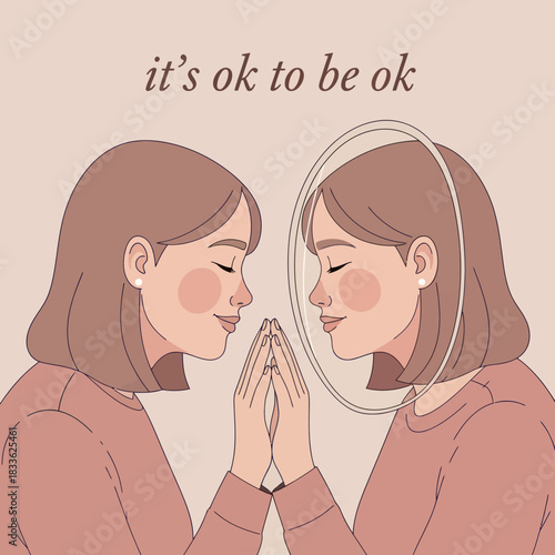 Two Women Mirroring Each Other with a Positive Message.