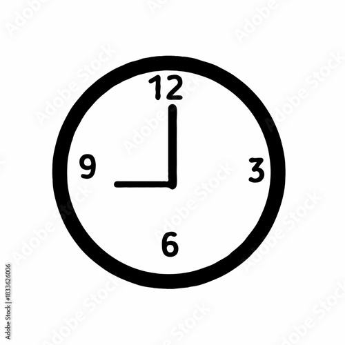 Clock showing nine o clock with black border design