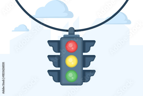 Illustration of a traffic signal icon, representing traffic control, road safety, and transportation management. Ideal for urban planning, navigation, and infrastructure projects.