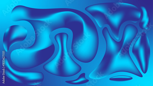 Blue liquid abstract blob shapes gradient vector background