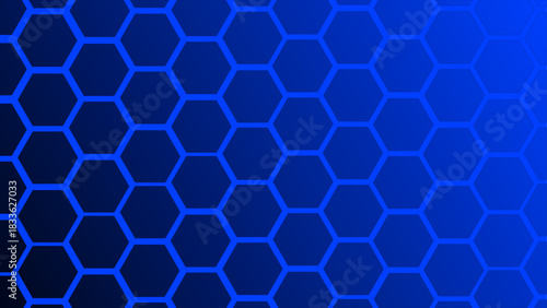 Blue hexagon honeycomb gradient technology pattern vector