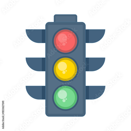 Illustration of a standard traffic signal displaying three colors, ideal for concepts of traffic management, driving rules, and urban transportation systems.