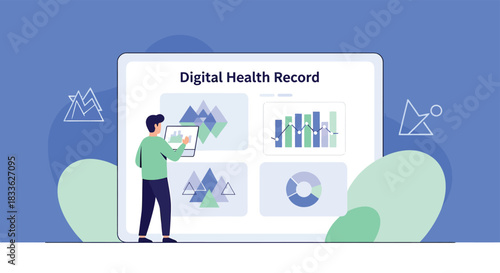 Digital Health Record Concept Doctor Analyzing Medical Data on Tablet Screen
