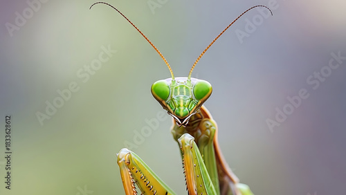 Close-up of a Praying Mantis with Blurred Background
