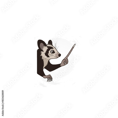 Cute Mouse Character Holding a Stick