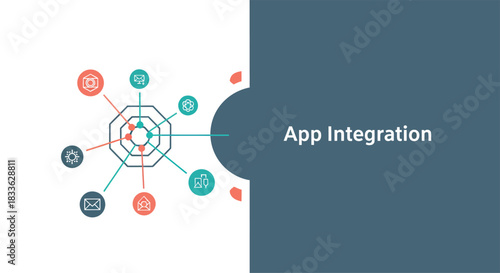 Abstract network connecting various application nodes for seamless data transfer and communication in modern technology, promoting efficiency and collaboration.