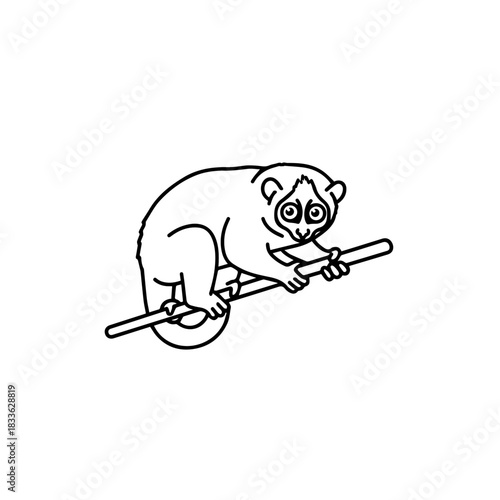 Lemur Perched On A Branch Outline