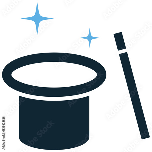 Magic Icon Vector Ideal for illusion, mystery, entertainment, fantasy, and surprise graphics. Symbolizes trick, illusion, wonder, and simple magic act.