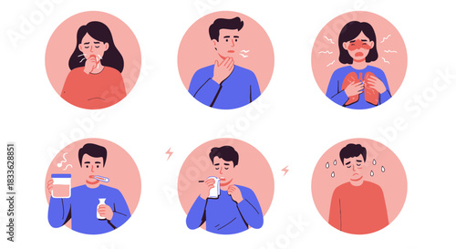 A vector illustration depicts various symptoms of vector-borne diseases, providing a clear and informative visual representation of common health issues and awareness.