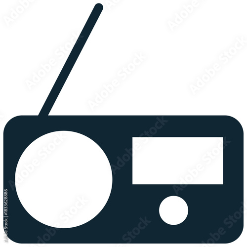 Radio Icon Vector Ideal for audio, broadcast, music, news, and vintage media graphics. Symbolizes sound, communication, simple broadcast, and analog device.