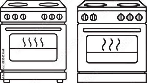 Two kitchen stove ovens silhouette