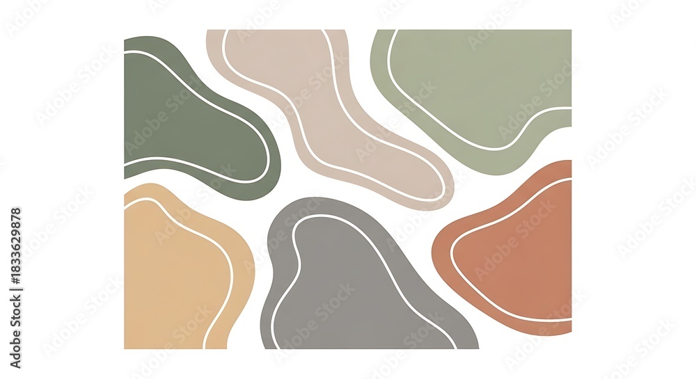Obraz premium Abstract Organic Shapes in Earthy Tones with White Outlines.