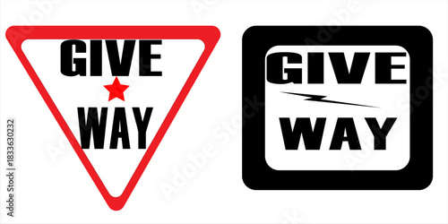 Triangle give way sign for road safety