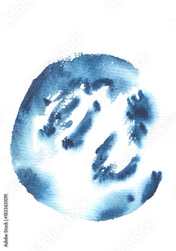 Abstract Watercolor Circle Painting on White Background