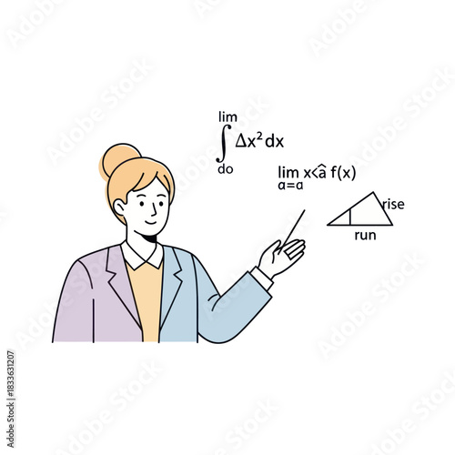Female Teacher Explaining Complex Mathematical Concepts to Students.
