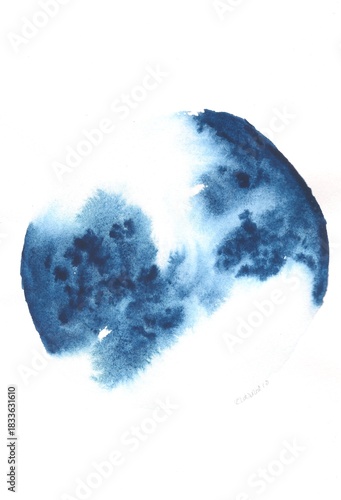 Abstract Watercolor Circle Painting on White Background