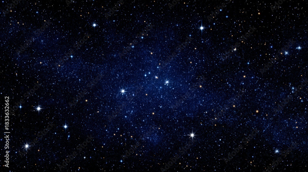 Fototapeta premium Dark deep space background filled with countless brilliant white and yellow stars shining brightly