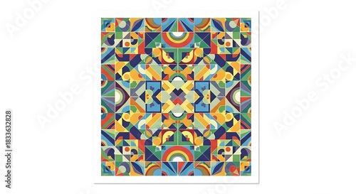 Vibrant Geometric Kaleidoscope A Symphony of Shapes and Colors.