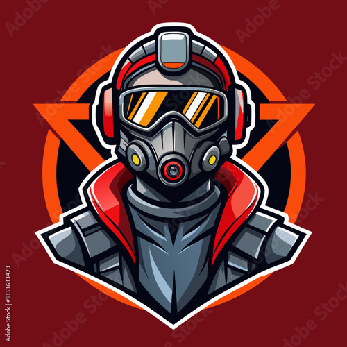  robotic modern using gas mask logo mascot 
