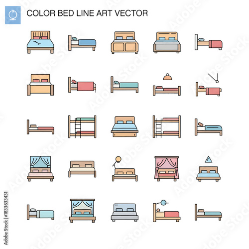 Color Bed Minimal Interior Design Illustration