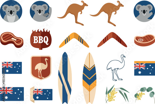 Australian Icon Collection Koala, Kangaroo, Surfboard and more