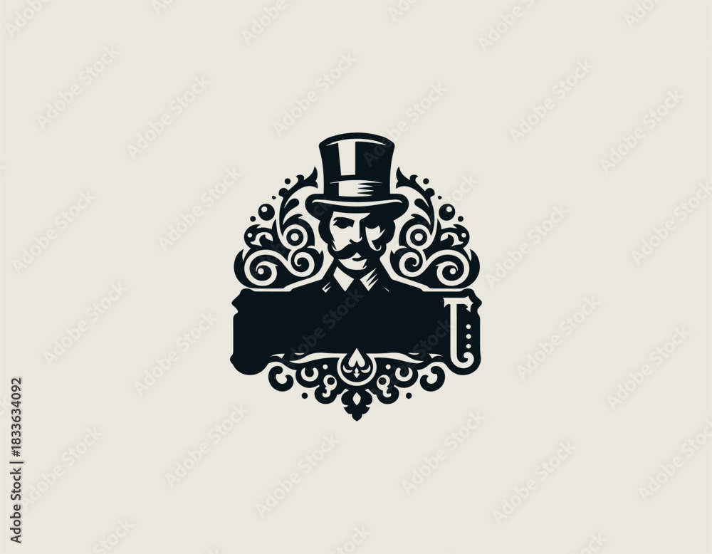 Obraz premium Aristocrat black vector logo illustration