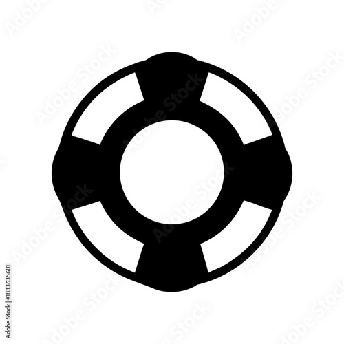 Isolated life preserver ring on transparent background silhouette