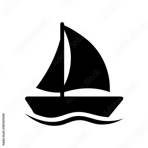 Silhouette of a sailboat on transparent background