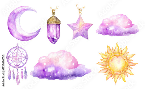 Ethereal Dreamscape Elements with Transparent Background and Mystical Vibes