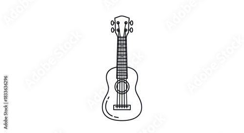 Simple Line Art Illustration of a Ukulele.