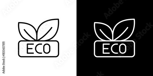 Clean and modern 'ECO' wordmark icon with delicate leaf elements, representing sustainability, environmental protection, and natural products, ideal for eco-friendly branding and packaging