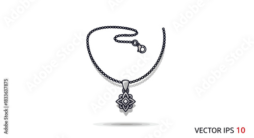 Elegant Silver Necklace with Intricate Pendant Design.