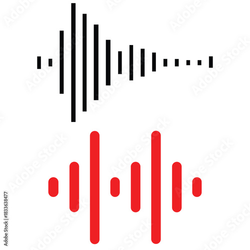 Black soundwave equalizer isolated on white background. Abstract music wave, radio signal frequency and digital voice visualisation. Audio sound symb .