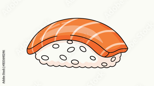 Delicious Salmon Nigiri Sushi Illustration Japanese Cuisine Vector Art