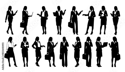 Business woman silhouettes vector
