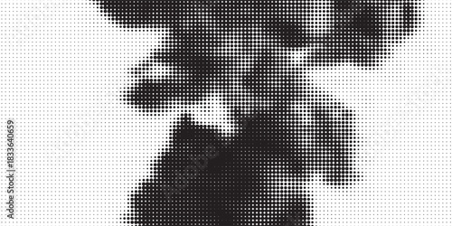 Dotted halftone gradient texture. Vanishing polka dot background. Repeating dots gradation pattern background. Black fading comic pop art overlay backdrop. Raster effect wallpaper. Vector halftone