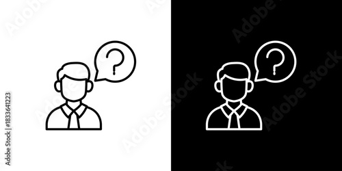 Single Icon of Person with Question Mark Thought Bubble Seeking Answers and Solutions