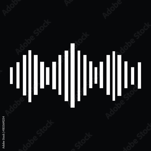 Black soundwave equalizer isolated on white background. Abstract music wave, radio signal frequency and digital voice visualisation. Audio sound symb .