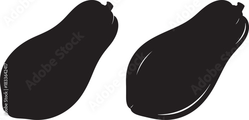 Two black eggplant silhouettes on white background silhouette