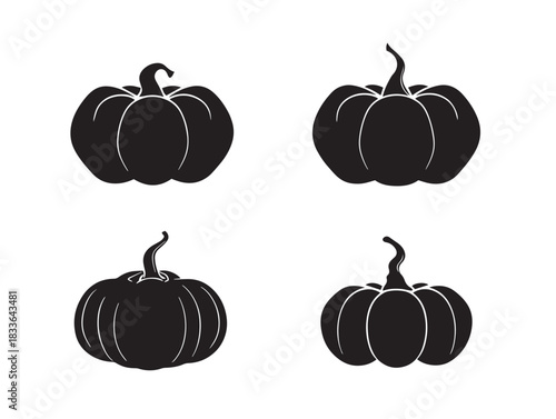 A stunning collection of four simple pumpkin silhouette icons