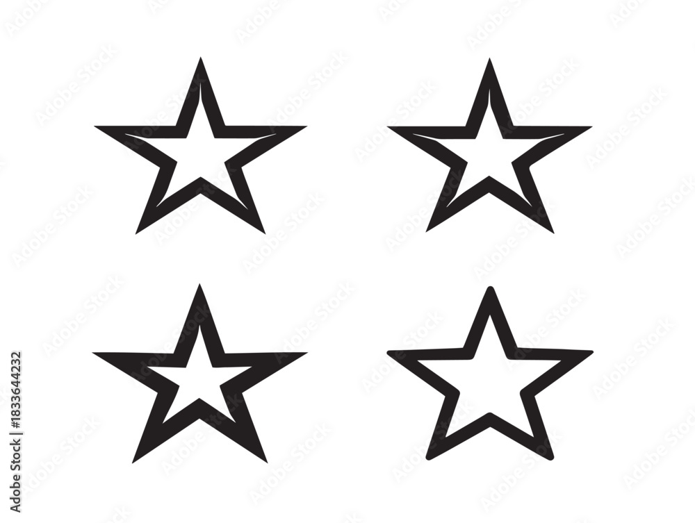 Obraz premium An elegant group of four simple star silhouette icon designs