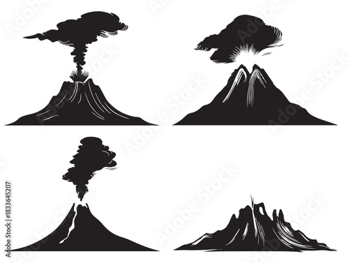 Stunning and Dramatic Volcano Vector Icons for Nature Projects