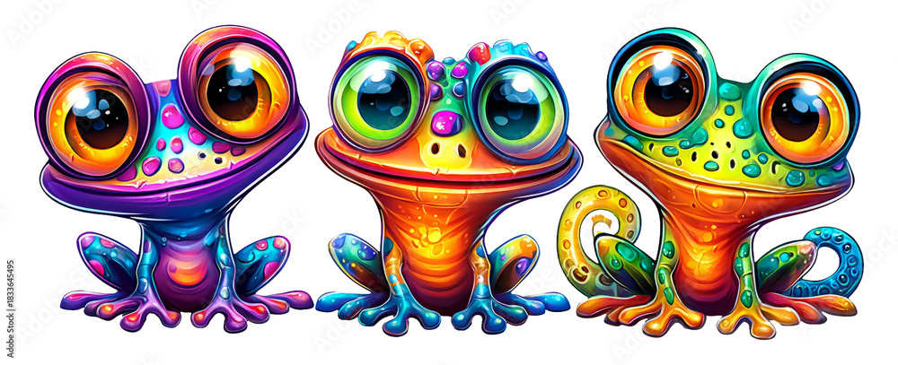 custom made wallpaper toronto digitalColorful Magical Frogs with Big Eyes in a Vibrant Cartoon Style Illustration