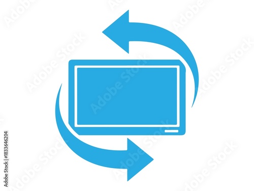 Blue icon of screen rotation or refresh with arrows