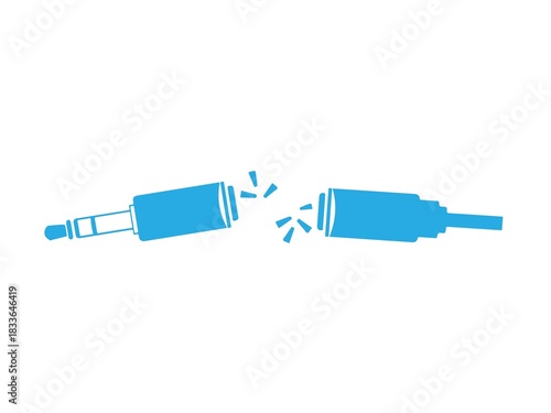 Broken audio jack connector icon isolated on white background