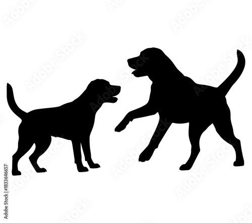 Black labrador retriever dog silhouette vector illustration isolated
